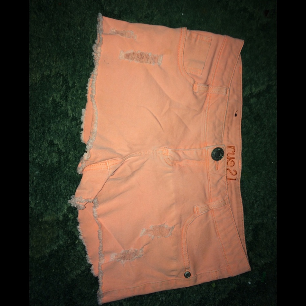 Orange jean shorts